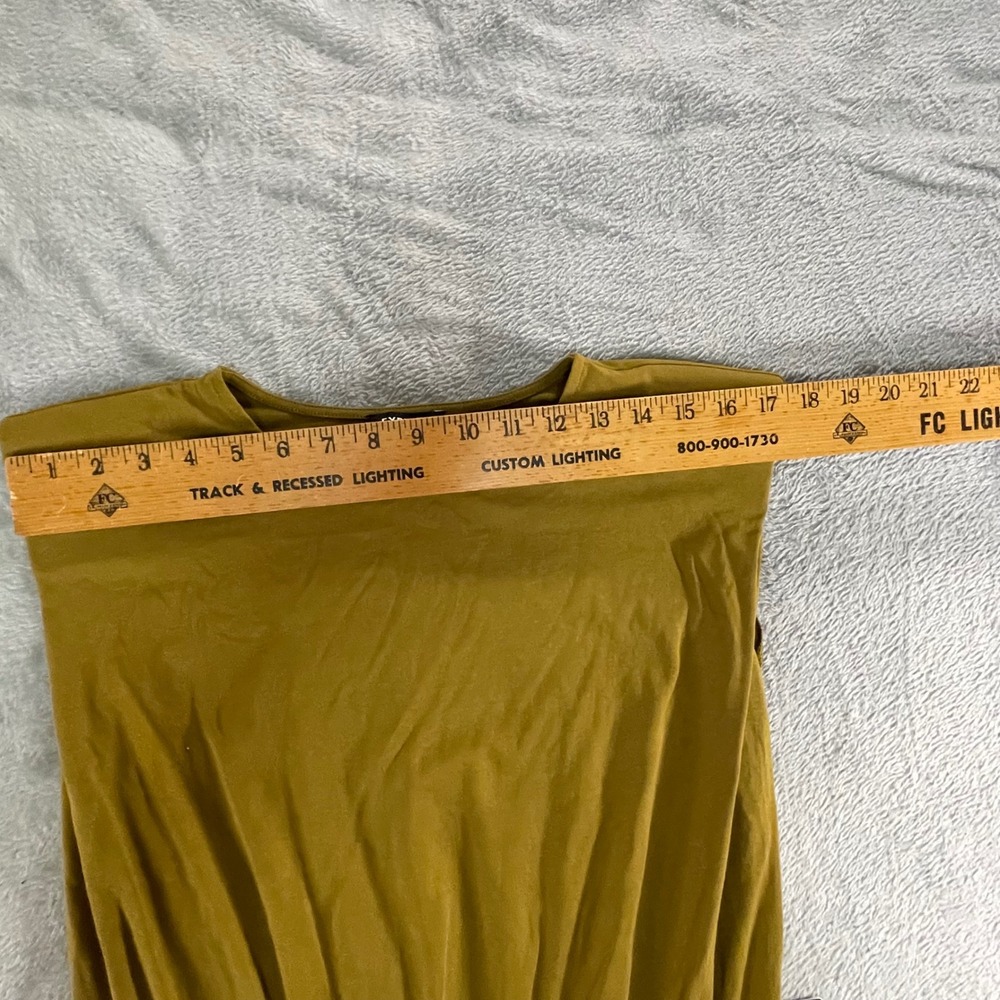 NWT Express‎ Olive Green Shoulder Pad Midi Dress Size M Elastic Waist - Picture 8 of 10